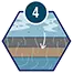 Hexagon icon of water filtering to the bottom of a water tank