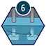 Hexagon icon of water in a tank with chlorine added