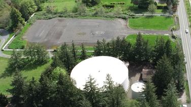 Aerial photo of the current Cooper Mountain Reservoirs and project site